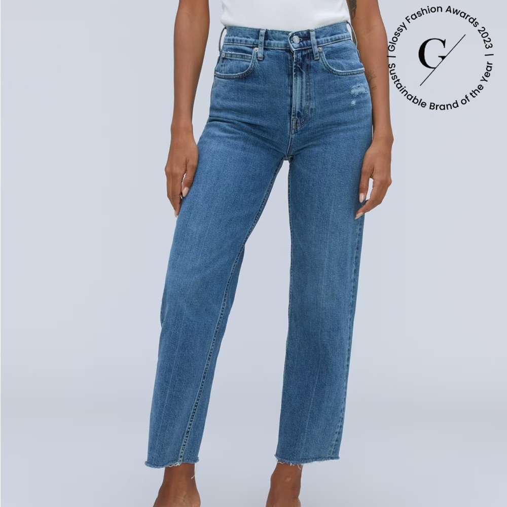 Everlane Way High Jean, Distressed, 24 regular